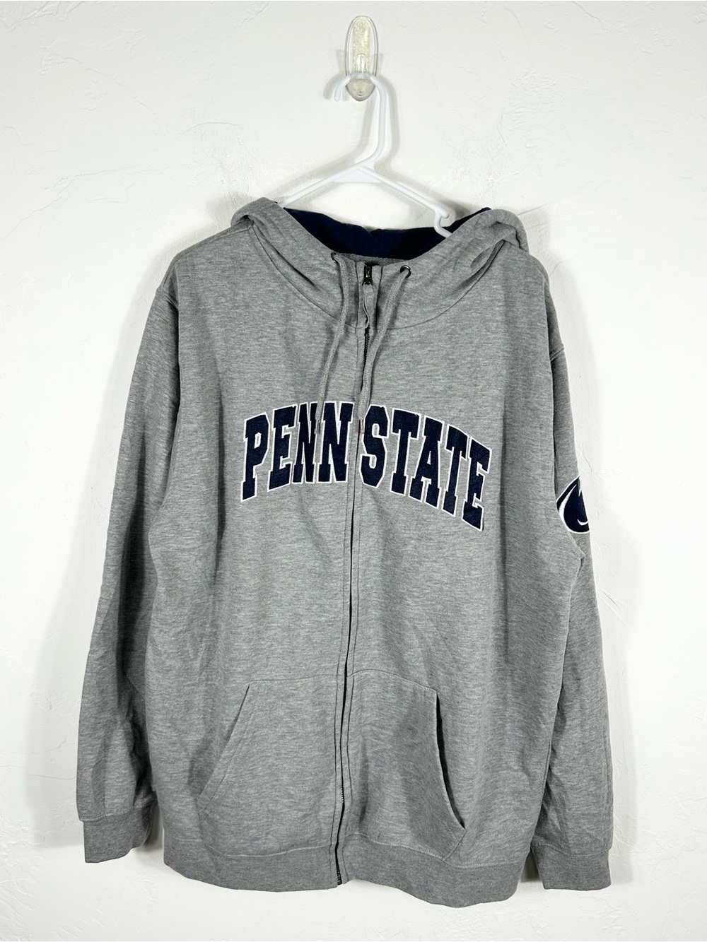 👁️ VTG Colosseum Penn State Full Zip Hoodie Grey Split Spellout Jacket Mens XL